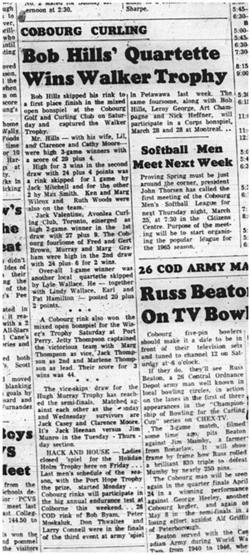 1965-03-17 Curling - Men - Cobourg Golf and Curling Club - Bob Hills