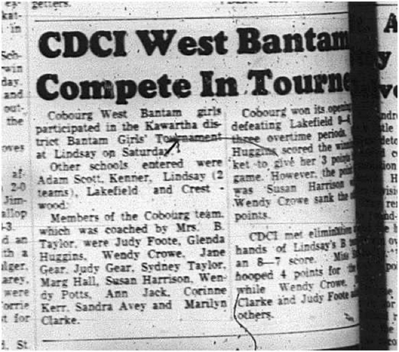 1965-03-17 School - Girls - CDCI West Bantams - Kawartha District Bantam Girls Tournament