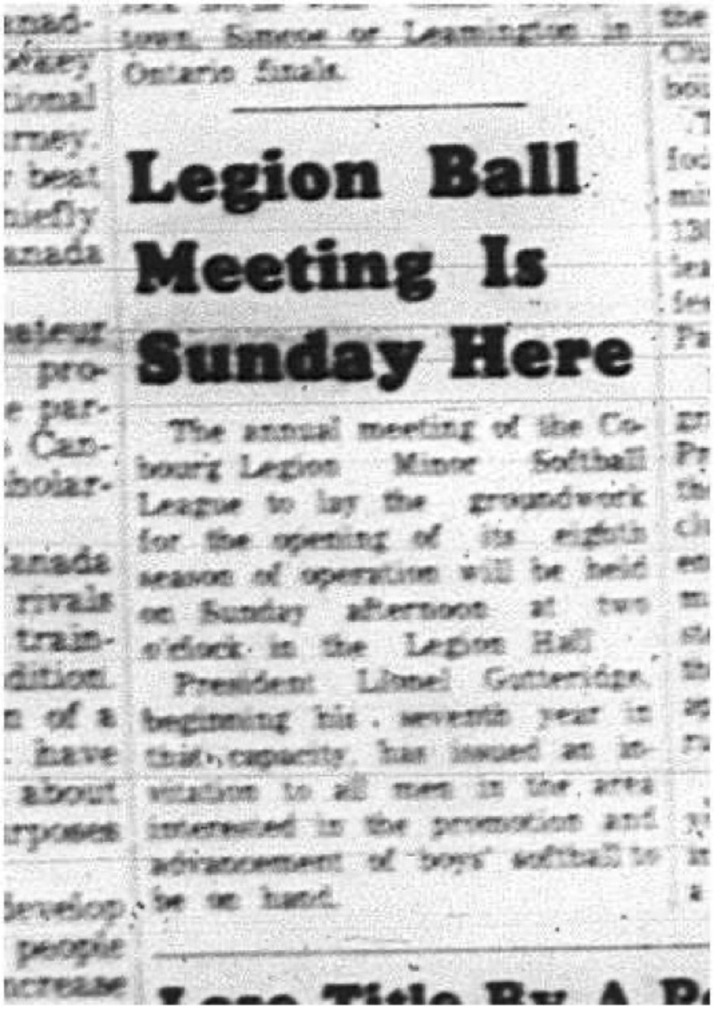 1965-03-17 Softball - Boys - Cobourg Legion Minor Softball League - Meeting