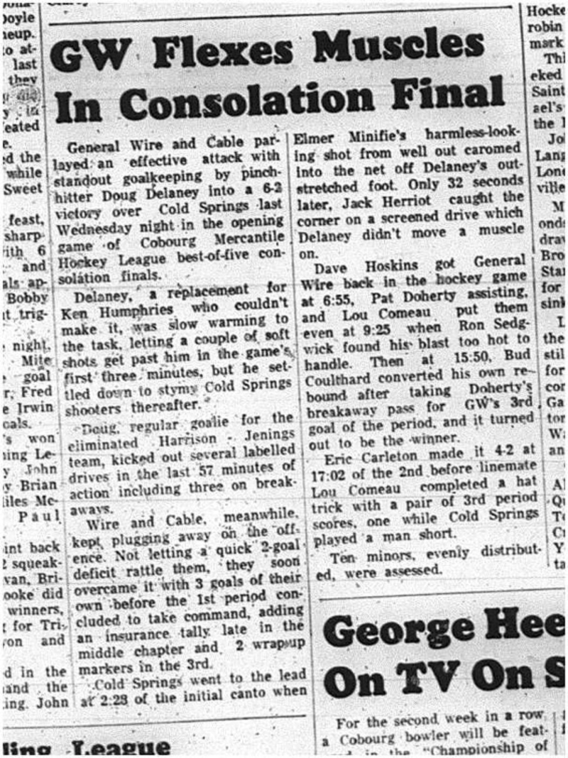 1965-03-24 Hockey - Men - Cobourg Mercantile Hockey League - General Wire Vs. Cold Springs