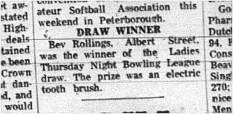 1965-03-31 Bowling - Ladies - Winners Draw