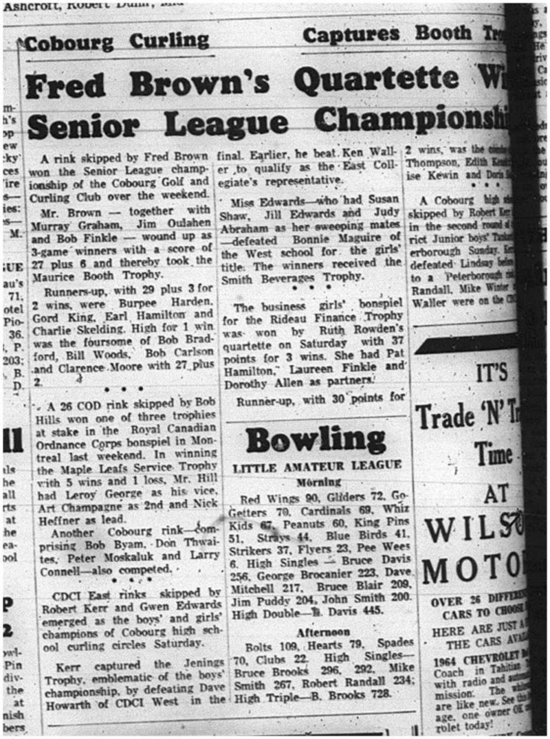 1965-03-31 Curling - Men - Cobourg Golf and Curling Club - Fred Brown