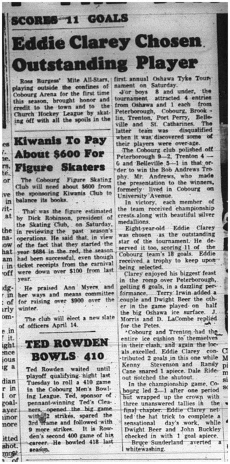 1965-03-31 Hockey - Boys - CCHL - Cobourg Mite All-Stars - Eddie Clarey