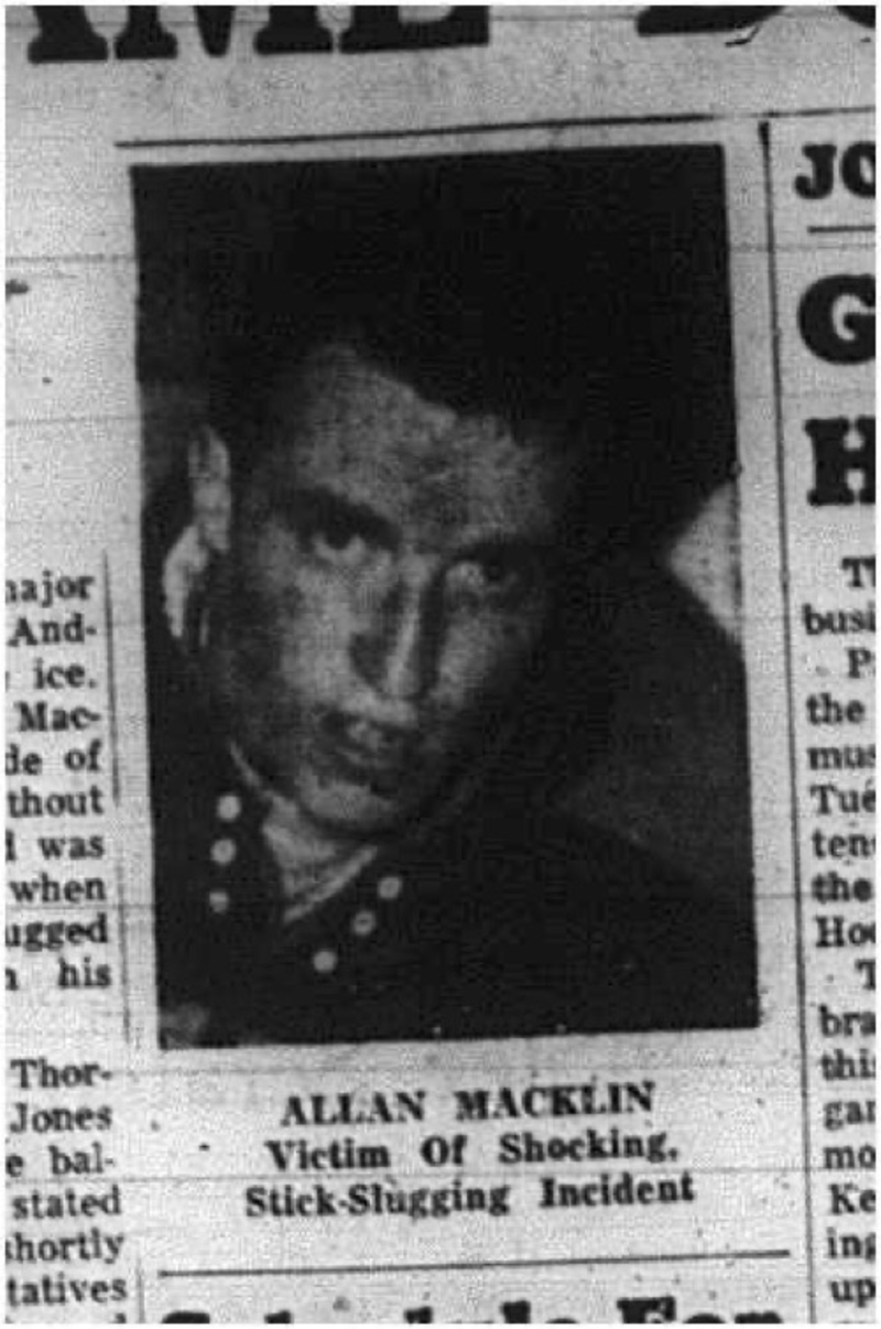 1965-03-31 Hockey - men - Cobourg Mercantile Hockey League - Allen Macklin - Stick-Slugging