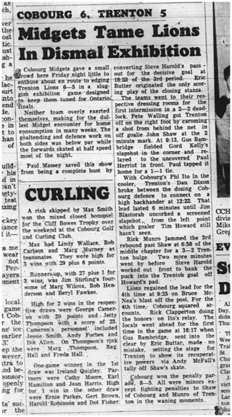 1965-04-07 Hockey - Boys - CCHL - Midgets Vs. Lions - Exhibition