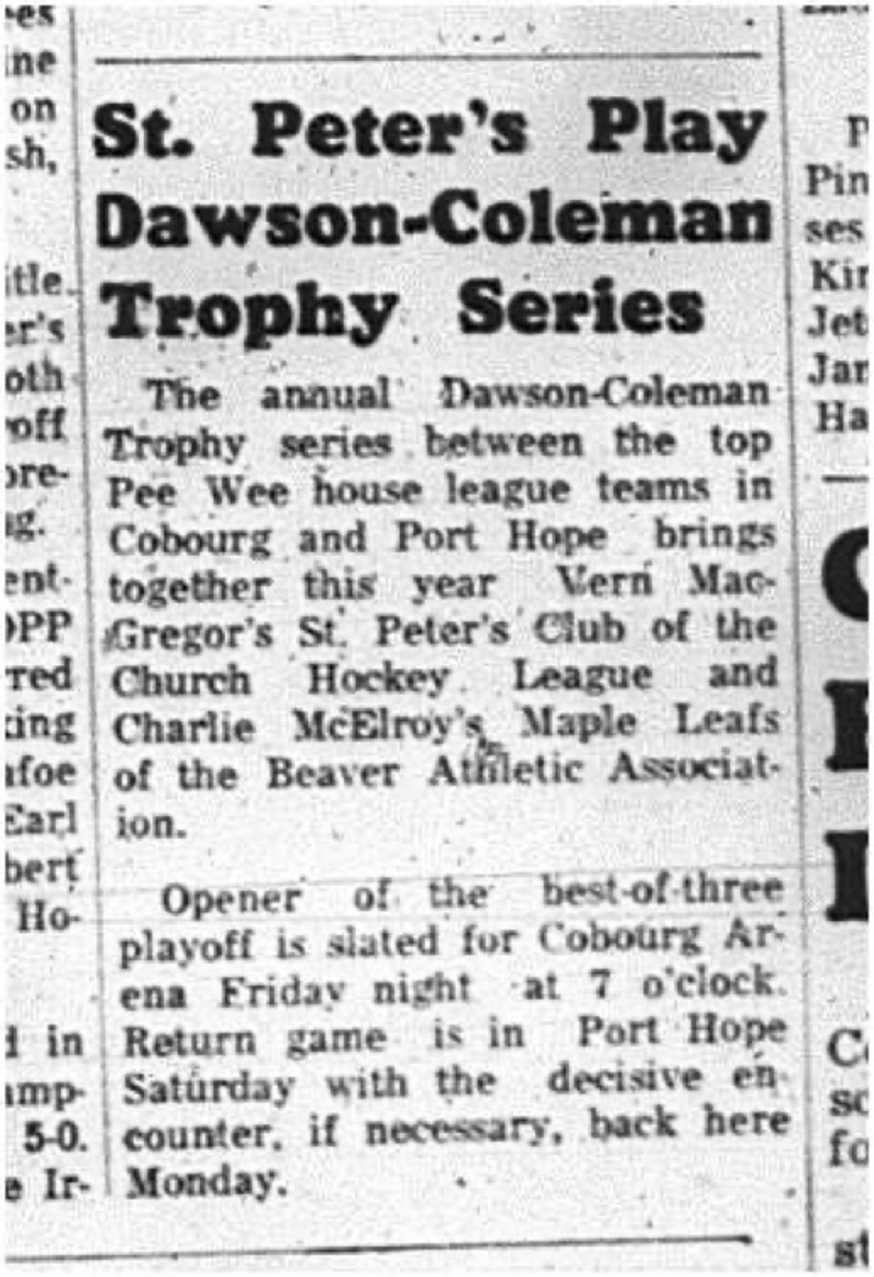 1965-04-07 Hockey - Boys - CCHL - St. Peters - Dawson-Coleman Trophy