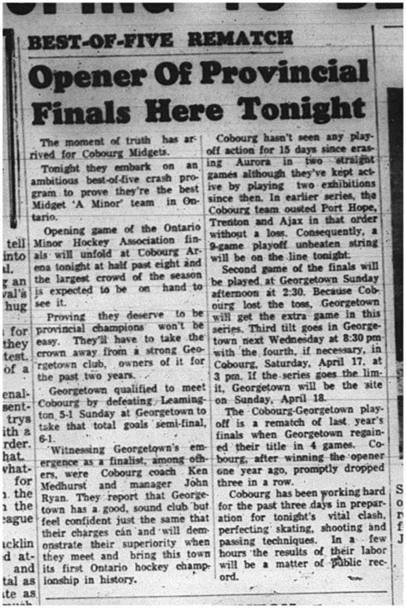 1965-04-07 Hockey - Boys - Cobourg Midgets - Provincial FInals - Best of Five