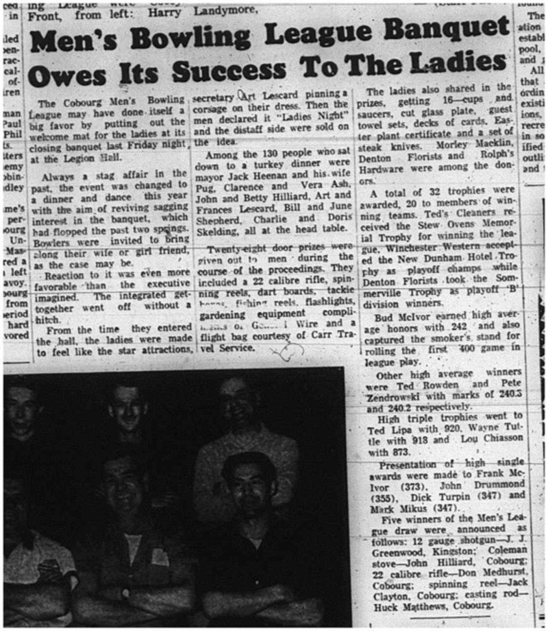 1965-04-14 Bowling - Men - Cobourg Men_s Bowling League - Banquet
