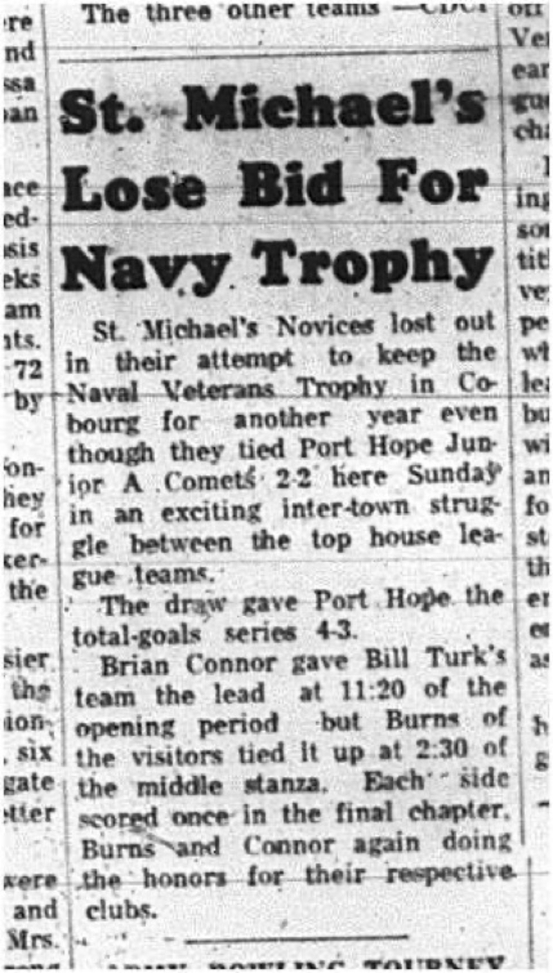 1965-04-14 Hockey - Boys - CCHL -St. Michaels Novices