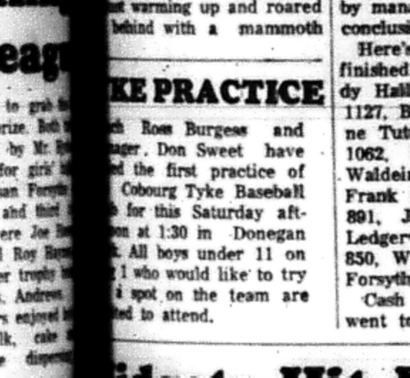 1965-04-28 Baseball - Boys - Cobourg Tyke Baseball - Practice