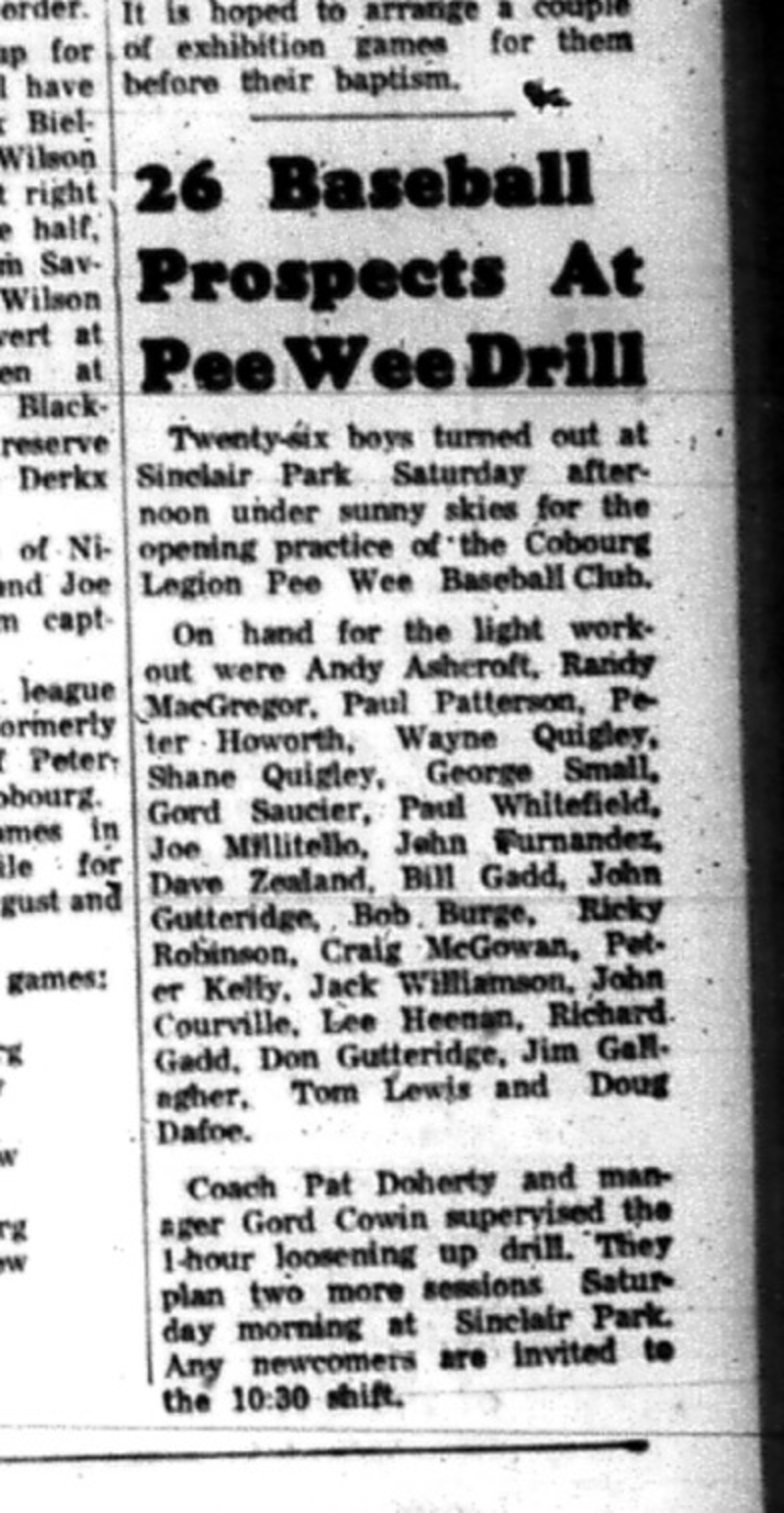 1965-04-28 Baseball - Boys - Legion Peewee Baseball Club - 26 Prospects