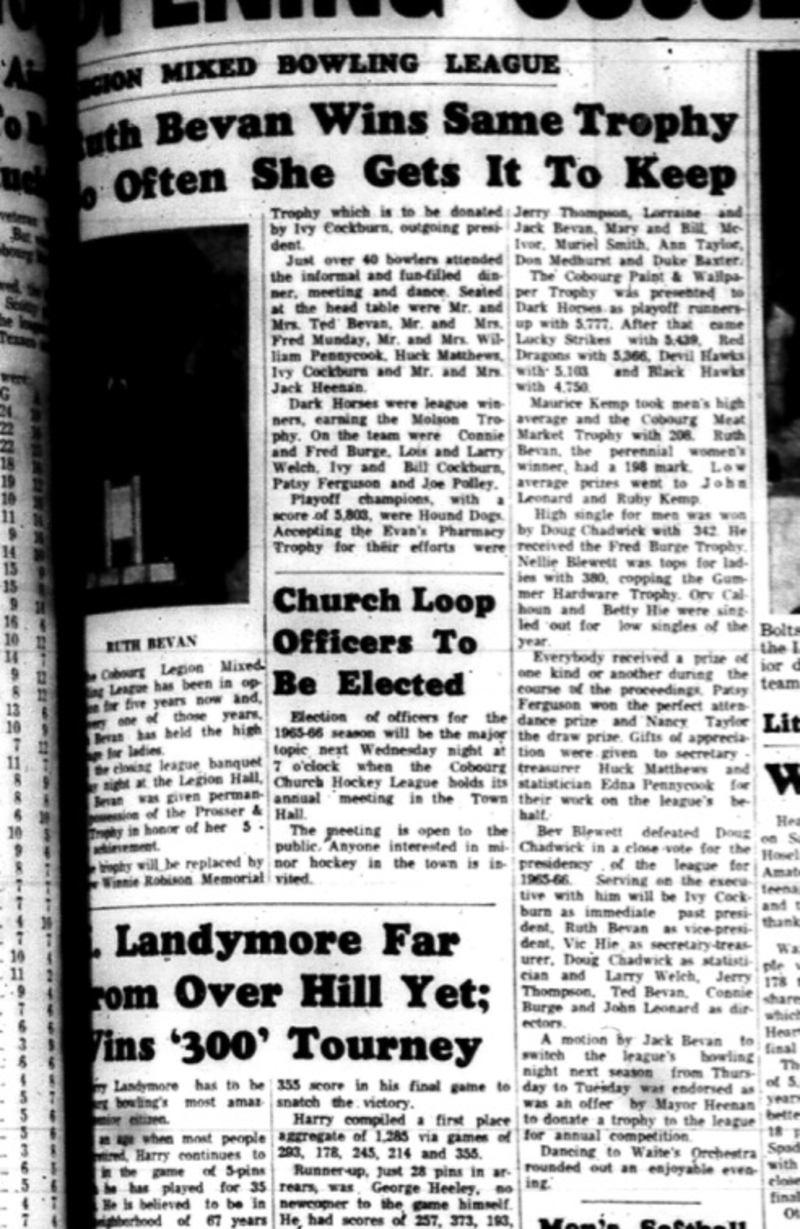 1965-04-28 Bowling - Mixed - Legion Mixed Bowling League - Trophy