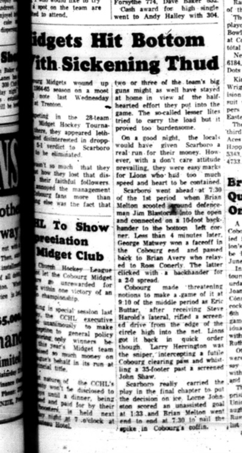 1965-04-28 Hockey - Boys - CCHL - Cobourg Midgets - Tournament