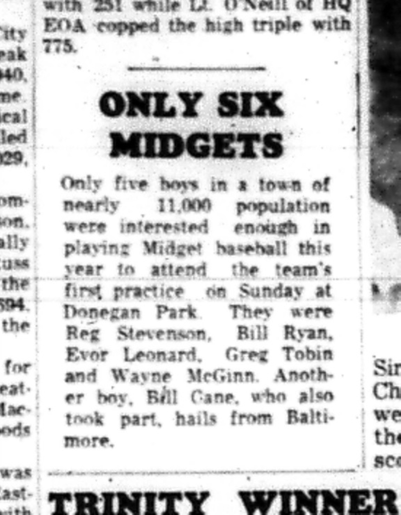 1965-05-05 Baseball - Boys - Midgets - Donegan Park
