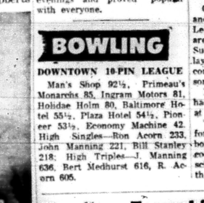 1965-05-05 Bowling - Men - Downtown 10-Pin League - Results
