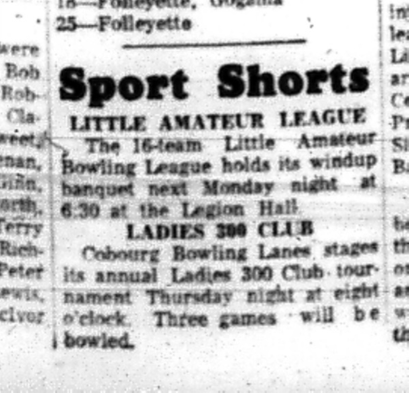 1965-05-05 Bowling - mixed - Little Amateur League - Ladies 300 Club