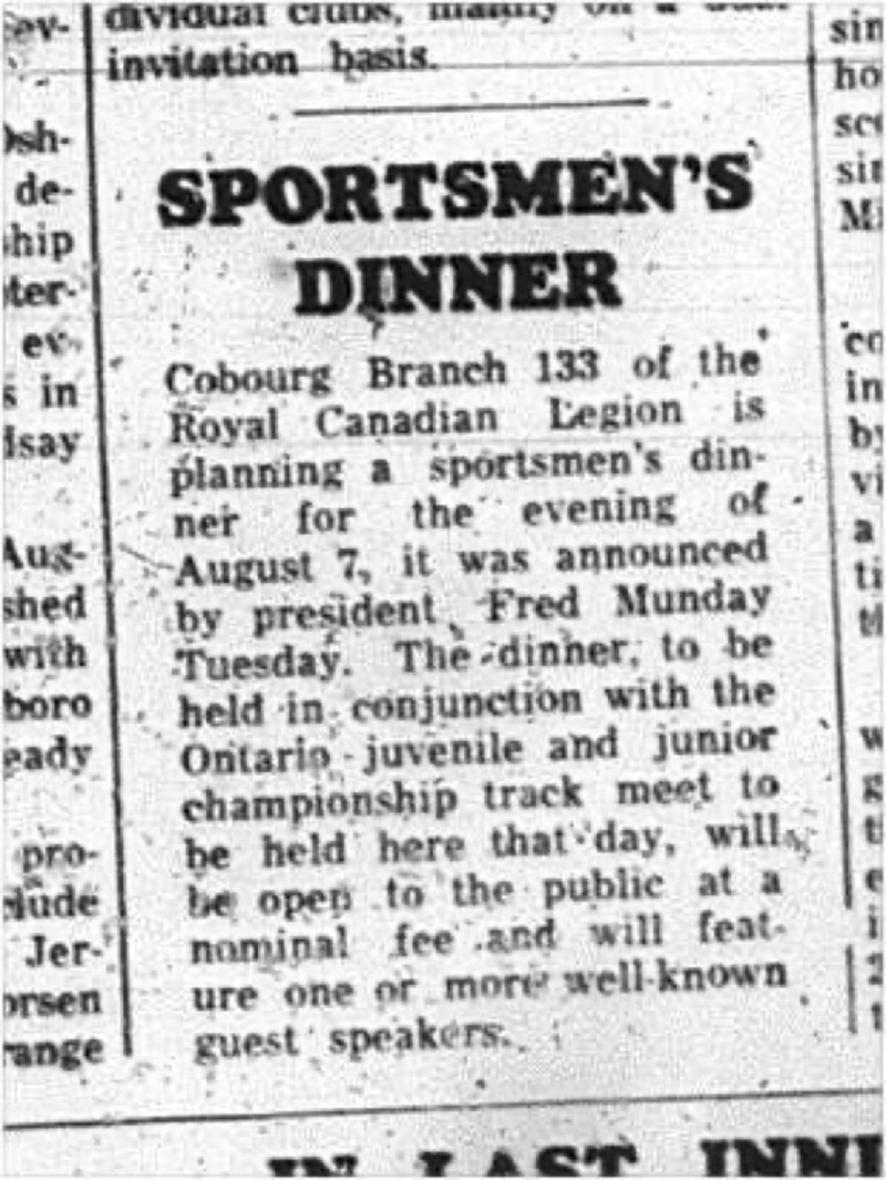 1965-05-09 Sports - Royal Canadian Legion - Cobourg Branch 133