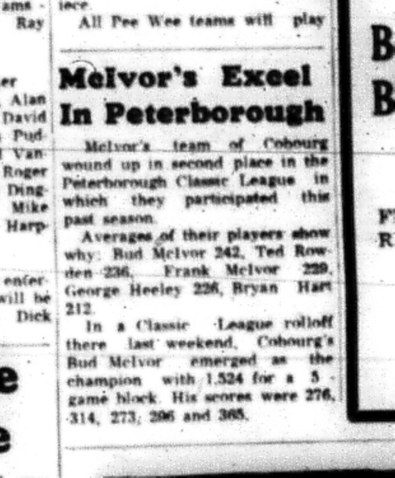 1965-05-12 Bowling - Men - Peterborough Classic League - Mclvors