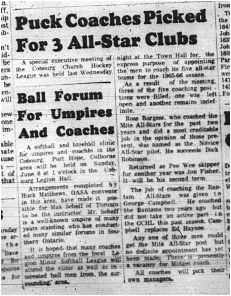 1965-05-26 Hockey - Boys - CCHL - Executive Meeting - All-Star Clubs
