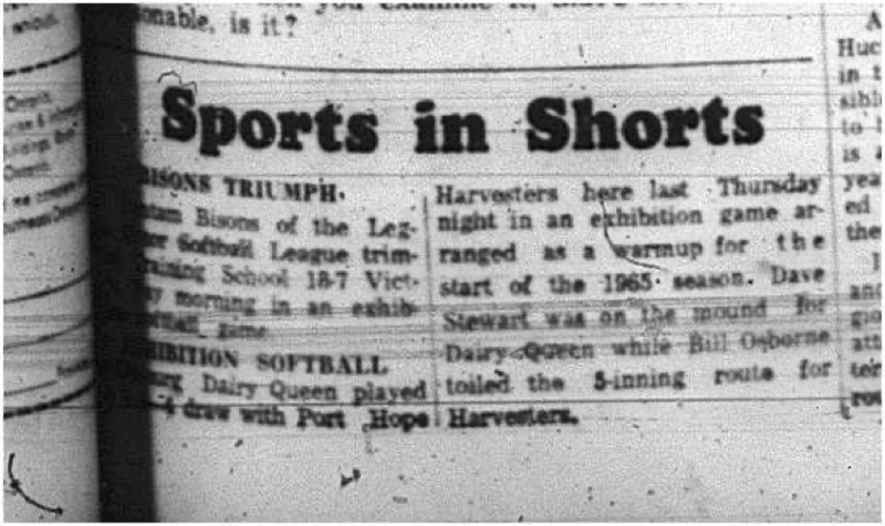 1965-05-26 Softball - Boys - Cobourg Legion Minor Softball League - Bantam Bisions