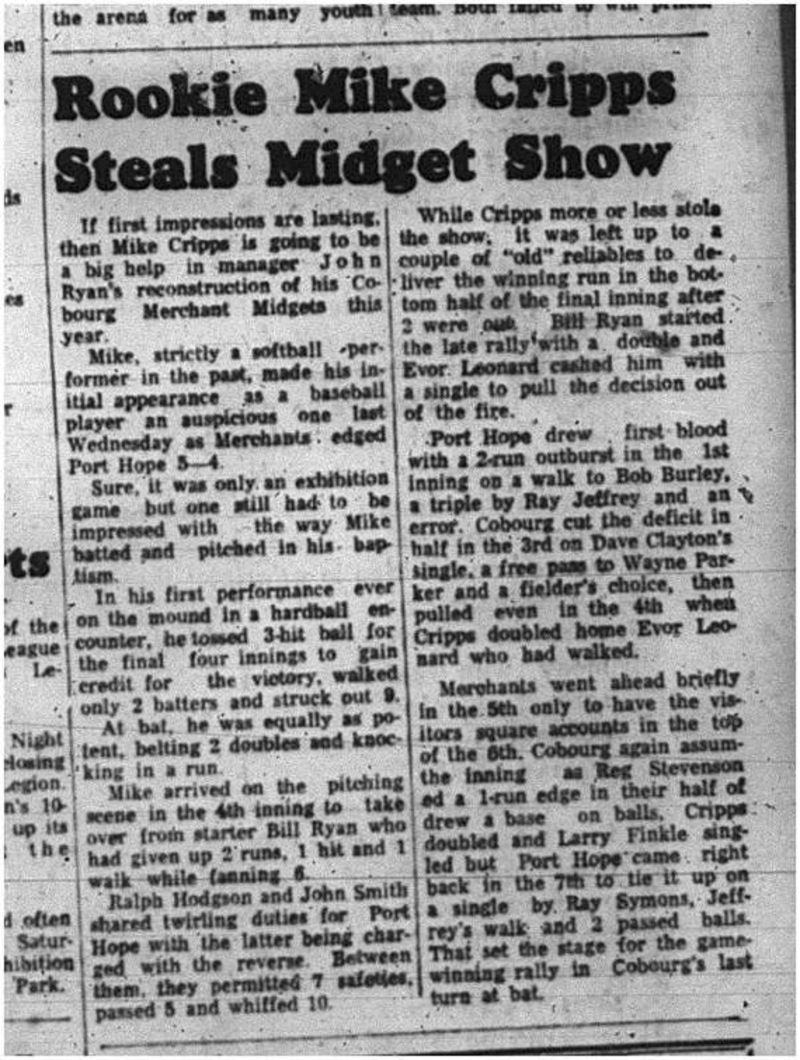 1965-05-26 Softball - Boys - Cobourg Legion Minor Softball League - Cobourg Merchant Midgets