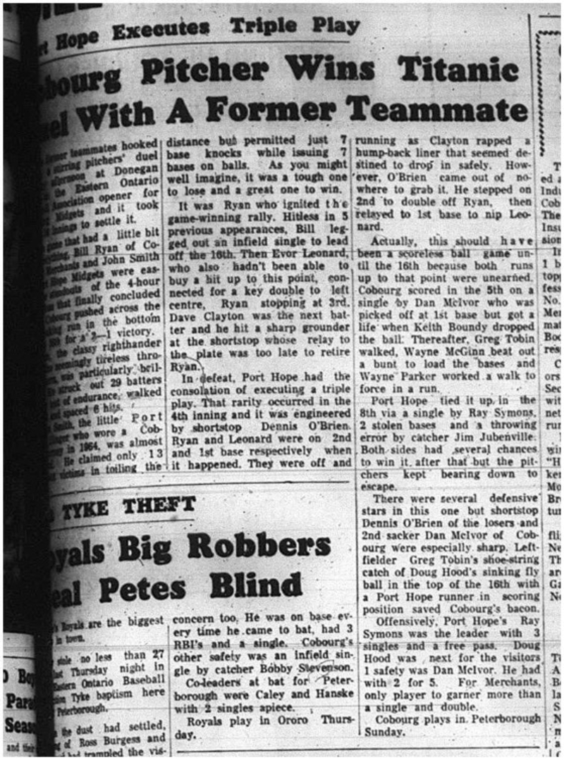 1965-06-02 Baseball - Boys - Cobourg Merchant Midgets Vs. Port Hope
