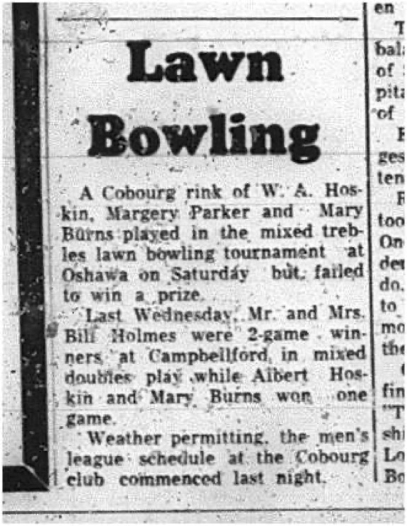 1965-06-09 Lawn Bowling - Mixed - Cobourg Tournament