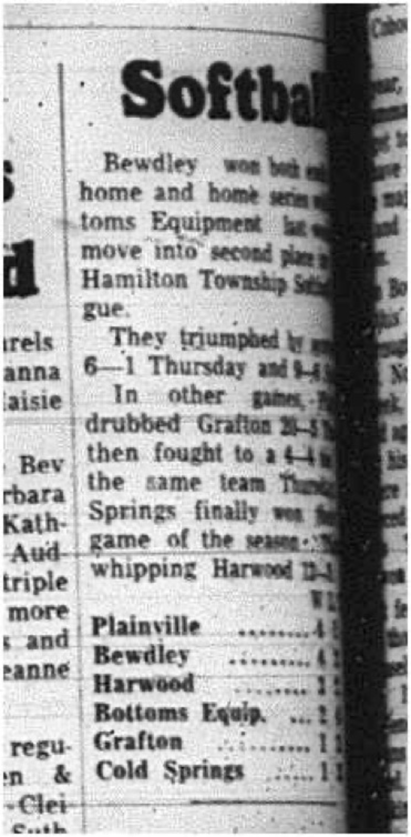 1965-06-09 Softball - Men - Hamilton Township Softball League - Bewdly