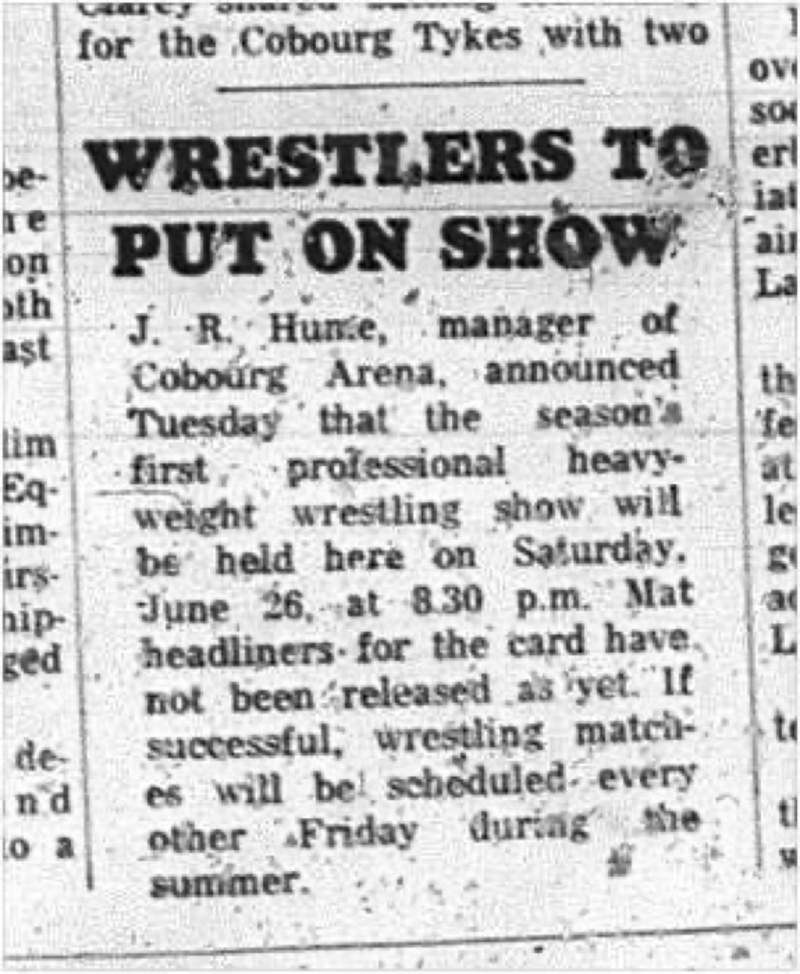 1965-06-16 Wrestling - Boys - Cobourg Arena - Wrestling Show