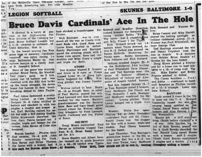 1965-06-23 Softball - Boys - Cobourg Legion Minor Softball League - Atoms - Squirts - Bantams