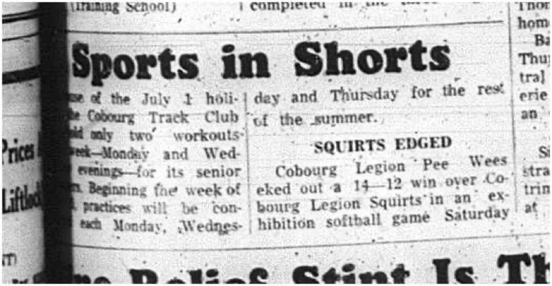 1965-06-23 Softball - Boys - Cobourg Legion Minor Softball League -Peewees Vs. Squirts
