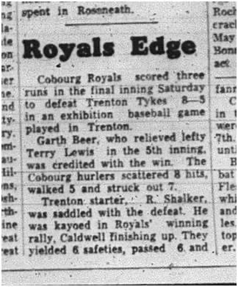 1965-06-30 Baseball - Boys - Cobourg Royals Vs. Trenton Tykes - Exhibition