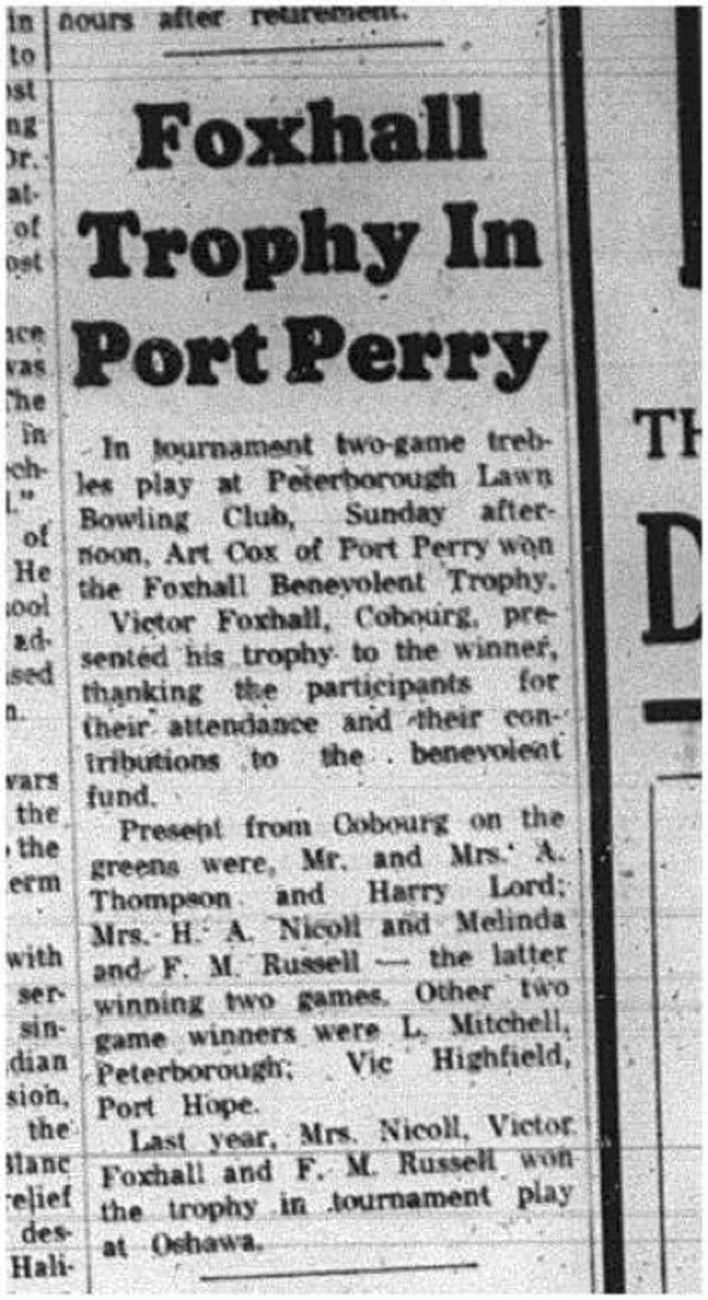 1965-06-30 Lawn Bowling - Men - Peterborough Lawn Bowling Club - Victor Foxhall
