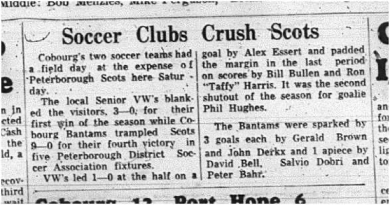 1965-06-30 Soccer - Boys - Cobourg Soccer Club - Peterborough District Soccer Association - Peterborough Scots