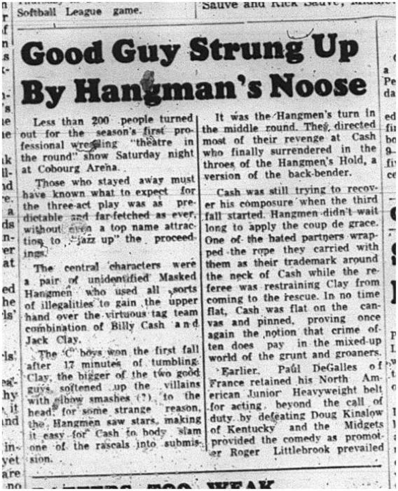 1965-06-30 Wrestling - Men - Professional Wrestling - Cobourg Arena 