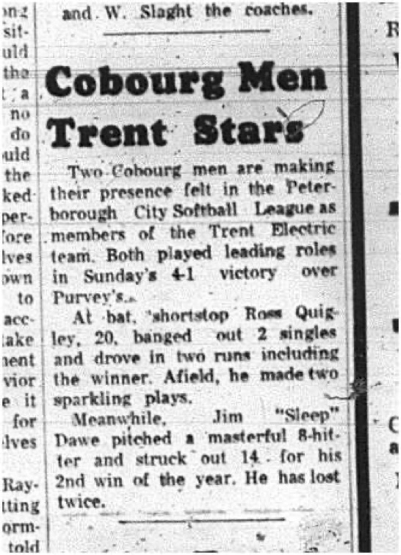 1965-07-14 Softball - Men - Peterborough City Softball League - Cobourg Men