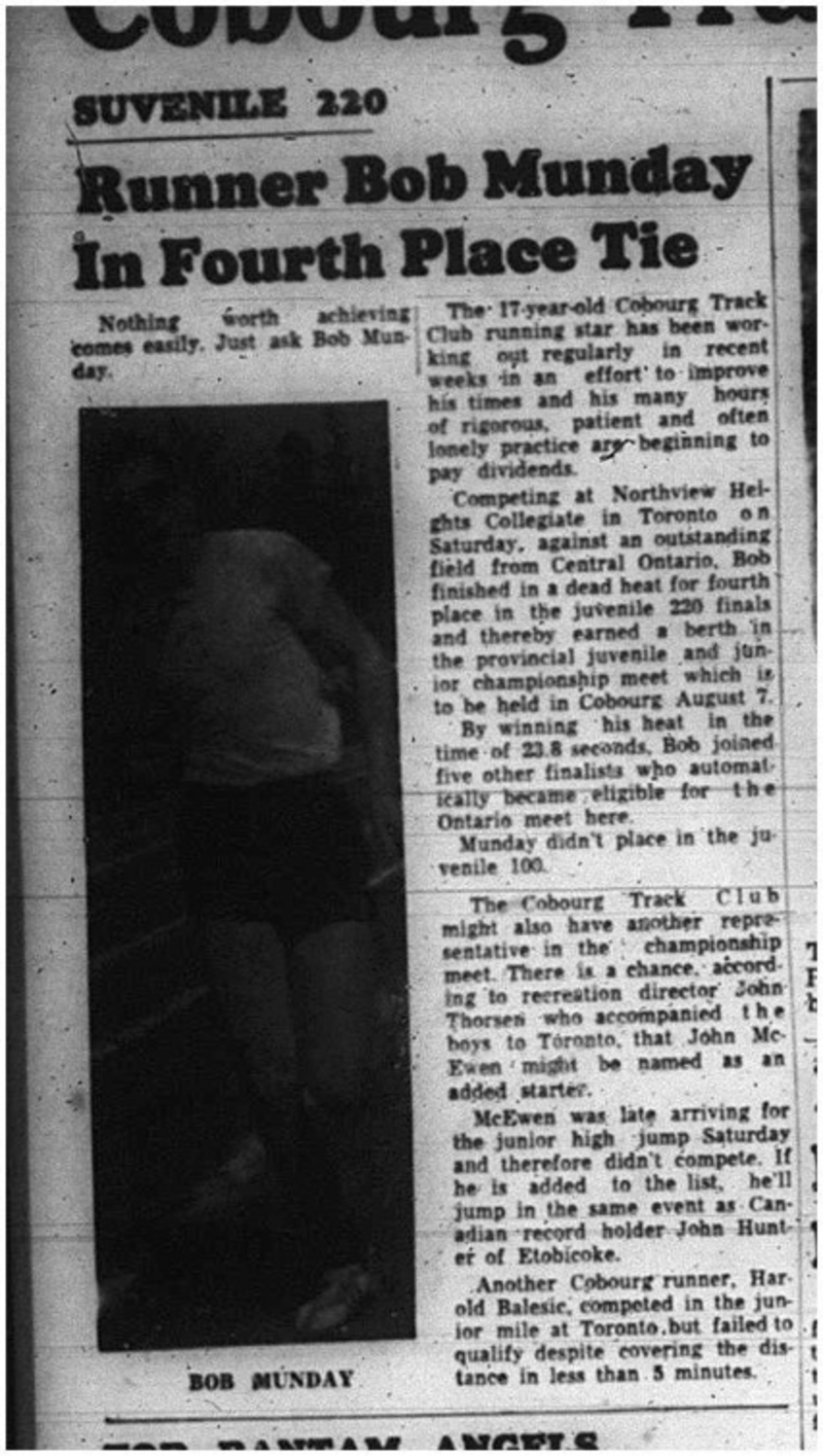1965-07-21 Track and Field - Boys - Cobourg Track Club - Bob Munday
