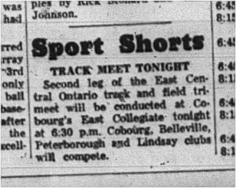 1965-07-21 Track and Field - Mixed - Cobourg Track Club - Tri Meet - CDCI East