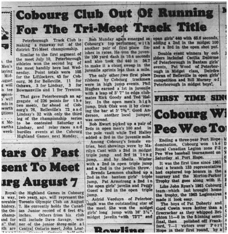 1965-07-28 Track and Field - Mixed - Peterborough Track Club - Tri-Meet Championship
