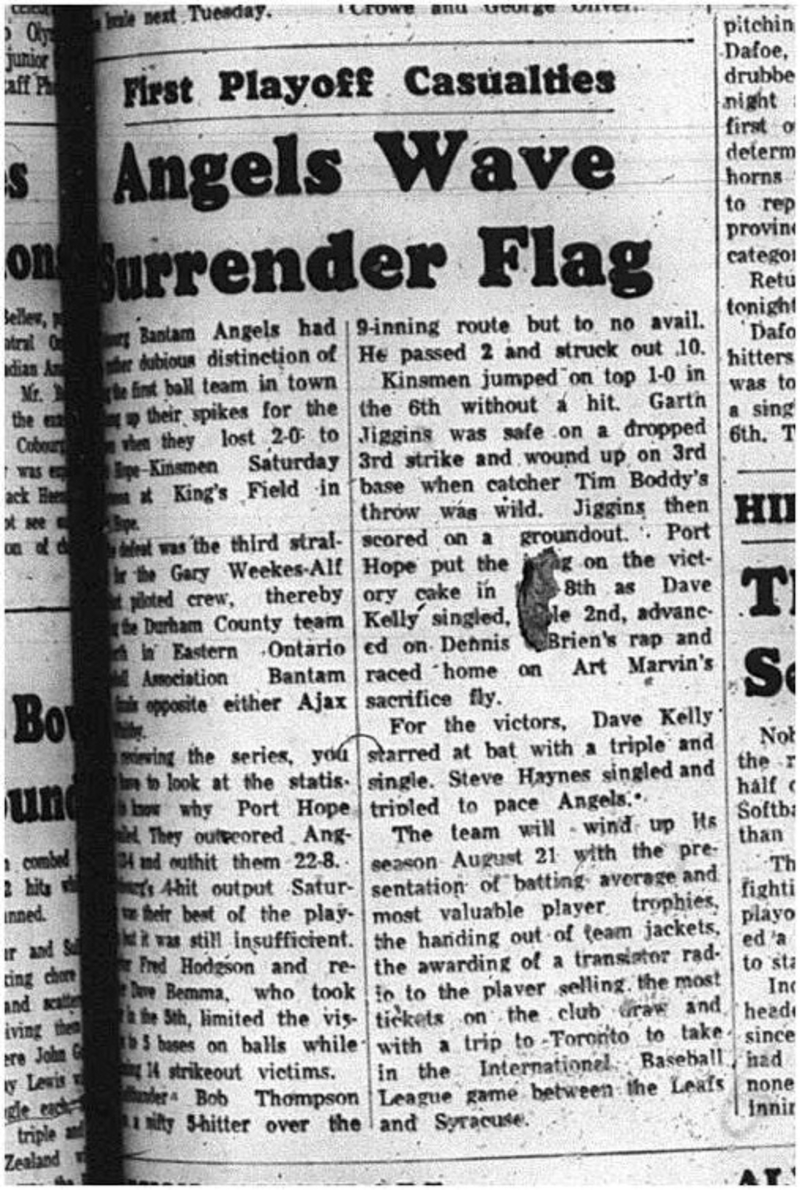 1965-08-11 Baseball - Boys - OABA - Cobourg Bantam Angels Vs. Port Hope Kinsmen