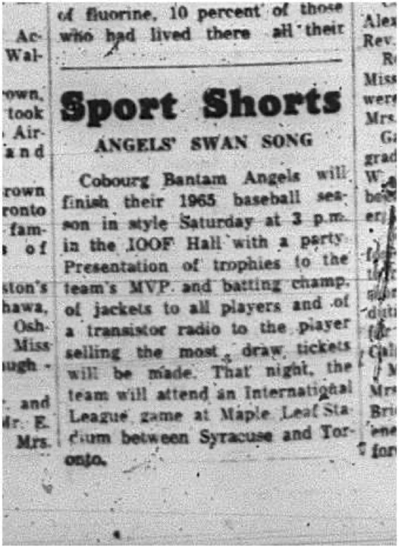 1965-08-18 Baseball - Boys - EOBA - Cobourg Bantam Angels - Sport Shorts