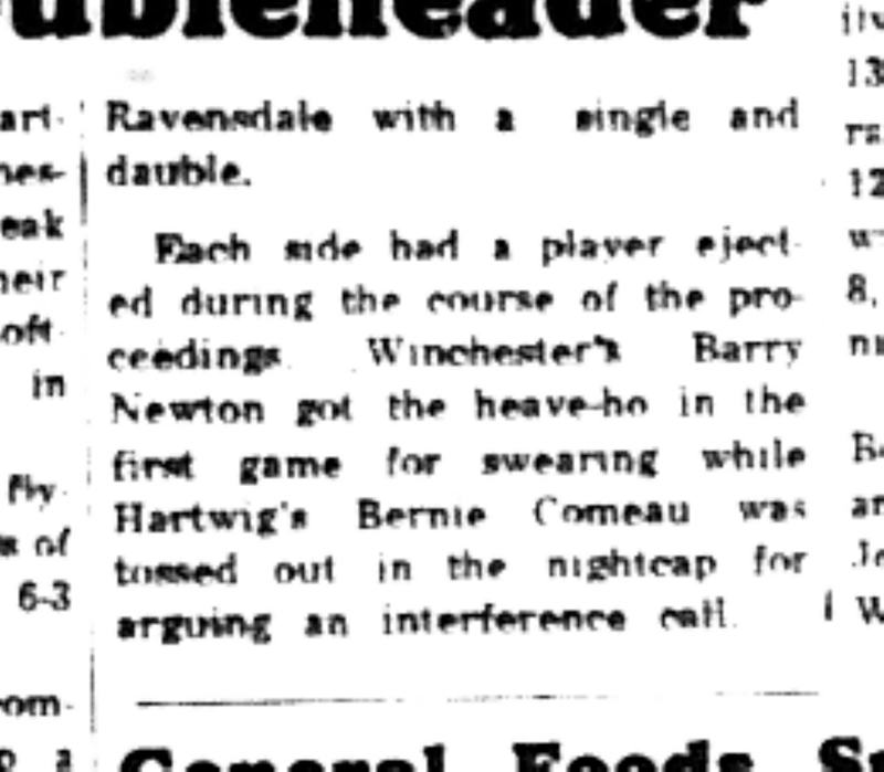 1965-08-18 Softball -Men-OASA-Cobourg Winchester Sweeps Double Header-C