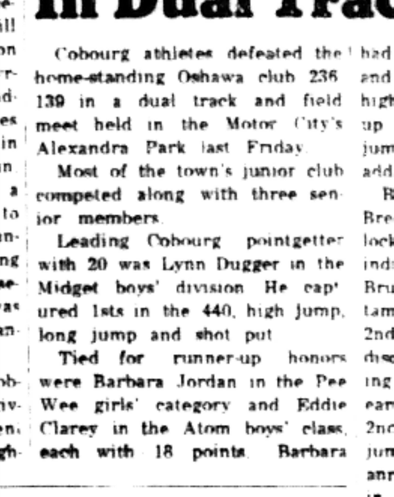1965-08-18 Track and Field -Mixed-Cobourg Kids Excel In Track Meet-B