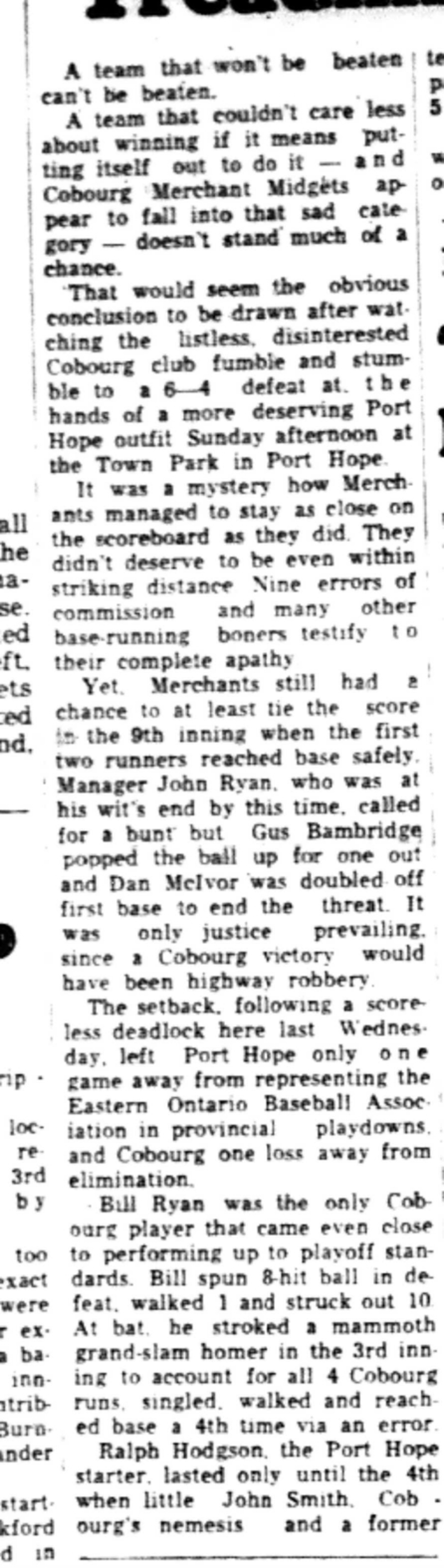 1965-08-25 Baseball -Boys-Cobourg vs Port Hope-B