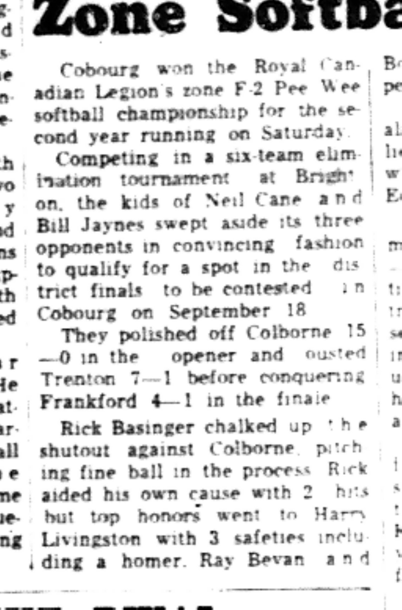 1965-08-25 Softball -Boys-Legion Peewees Keep TItle-B