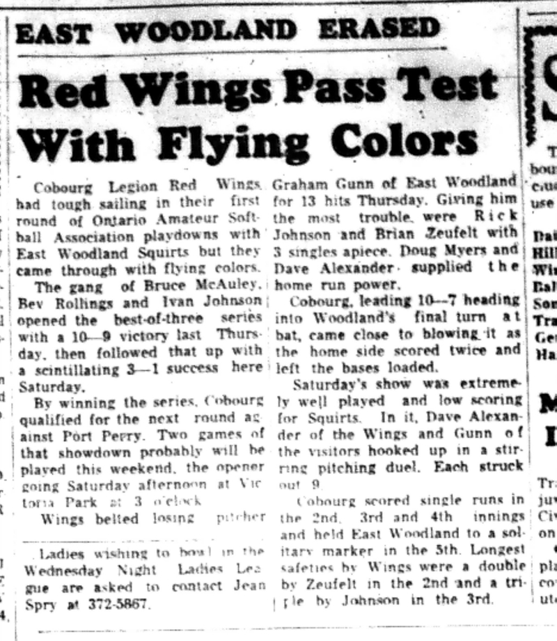 1965-08-25 Softball -Boys-OASA-Cobourg vs East Woodland