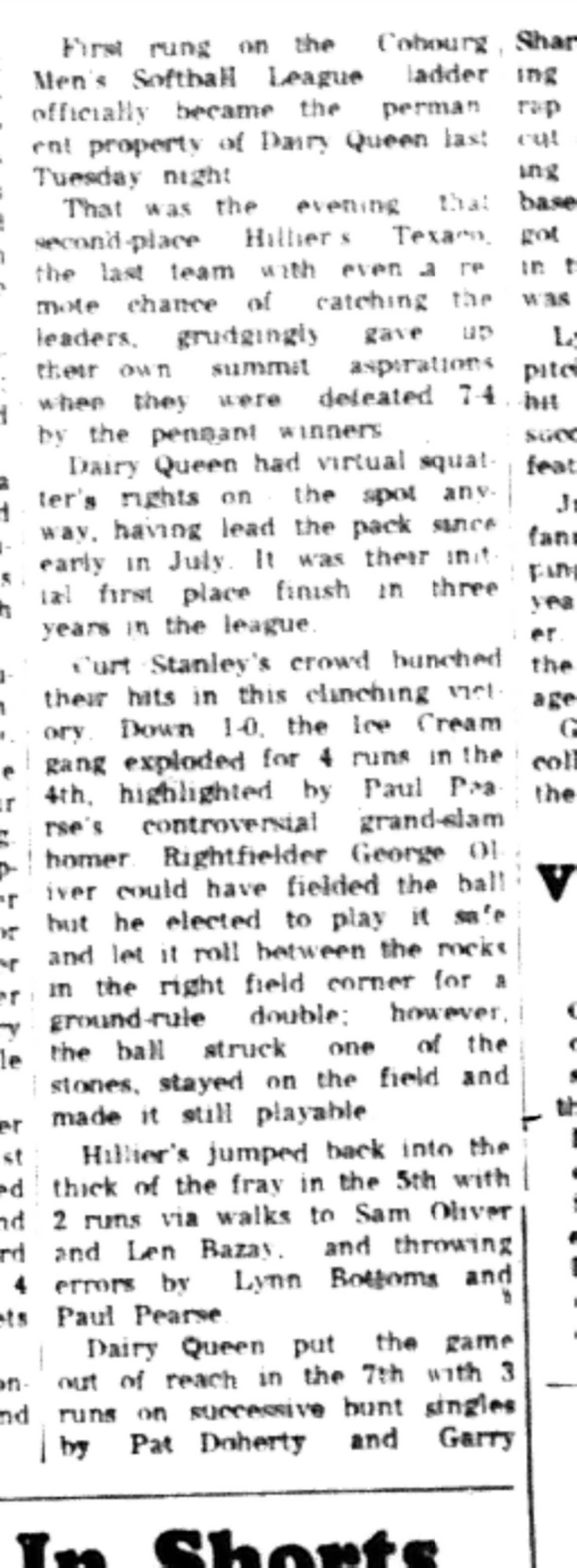 1965-09-01 Softball -Men-CMSL-Dairy Queen Finishes First-B