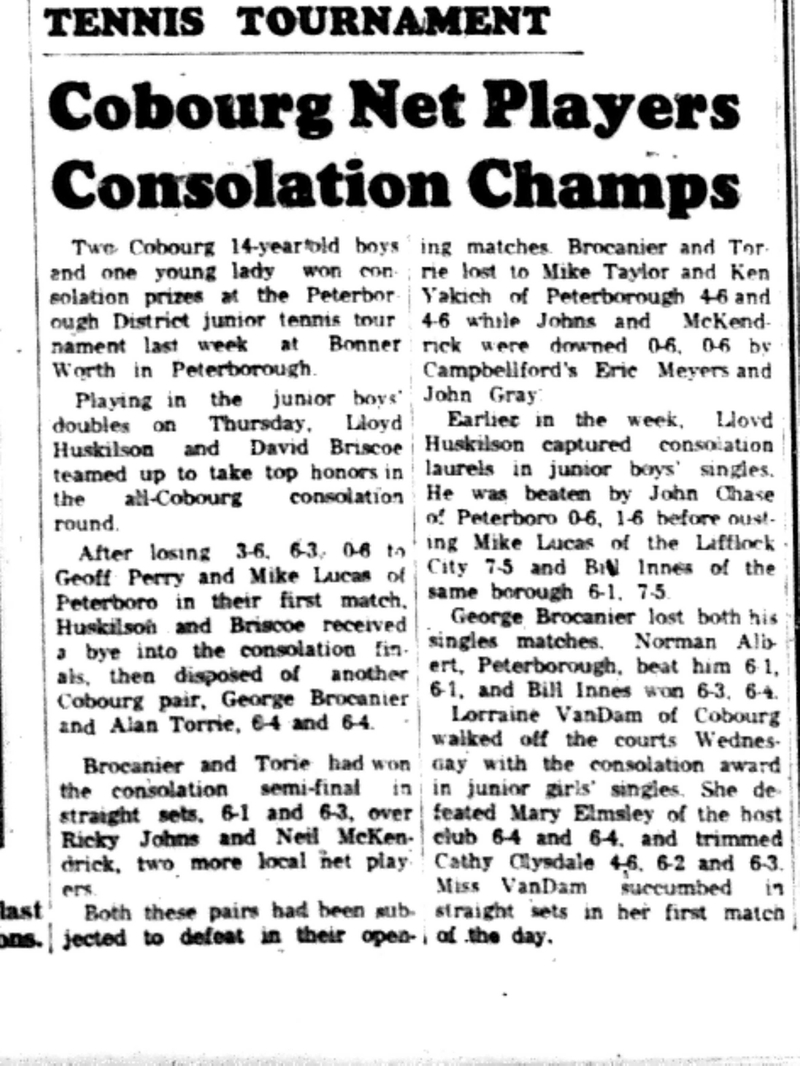 1965-09-01 Tennis -Mixed-Cobourg Players Win In Peterborough