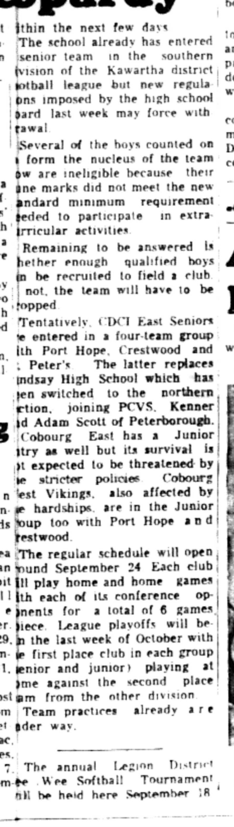 1965-09-08 School -Football -Boys-CDCI East Football In Jeopardy-C