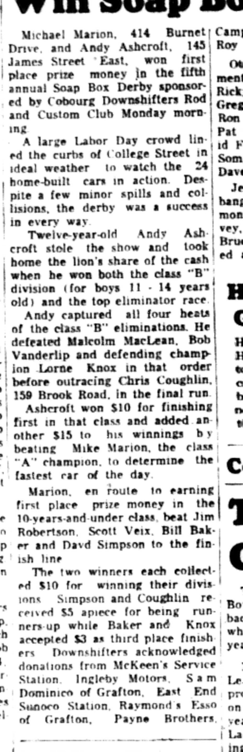 1965-09-08 Soap Box Derby -Mixed-Cobourg Derby Winners-B